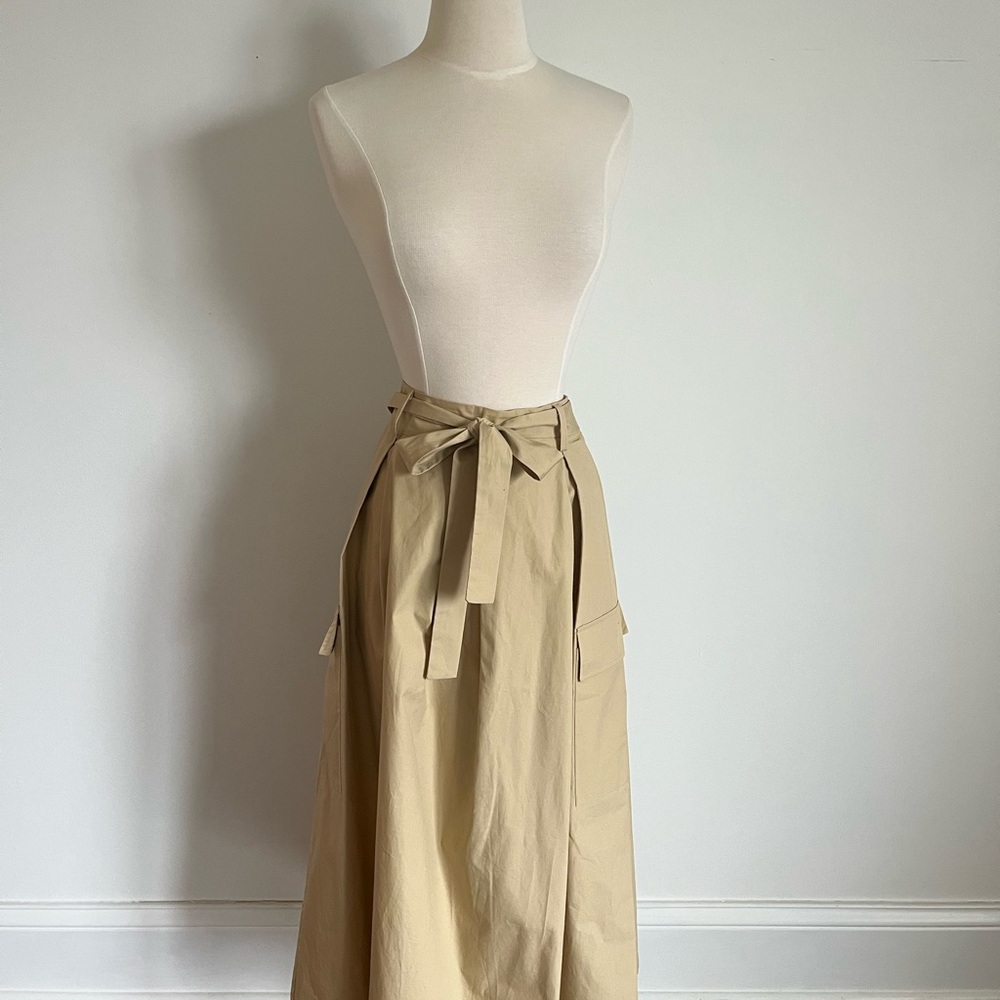 CeCe Tan A-Line cargo Skirt with Tie Waist Size Medium